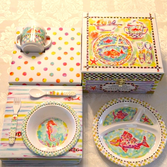 NWT MacKenzie-Childs Toddler Happy Fish Dinnerware Set - Picture 5 of 9